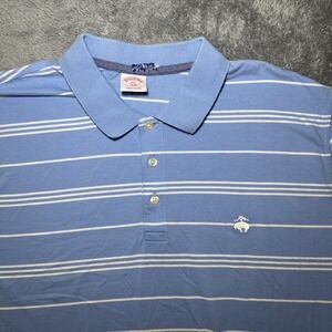 Brooks Brothers Men's SZ 2XL 1818 Cotton Short Sleeve Blue White Striped Polo